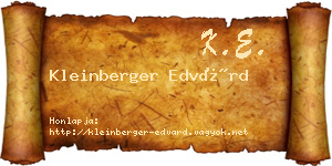 Kleinberger Edvárd névjegykártya